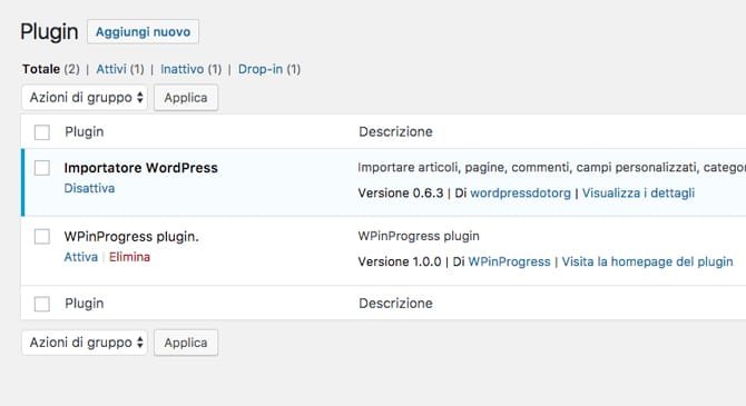 Lista plugin WordPress
